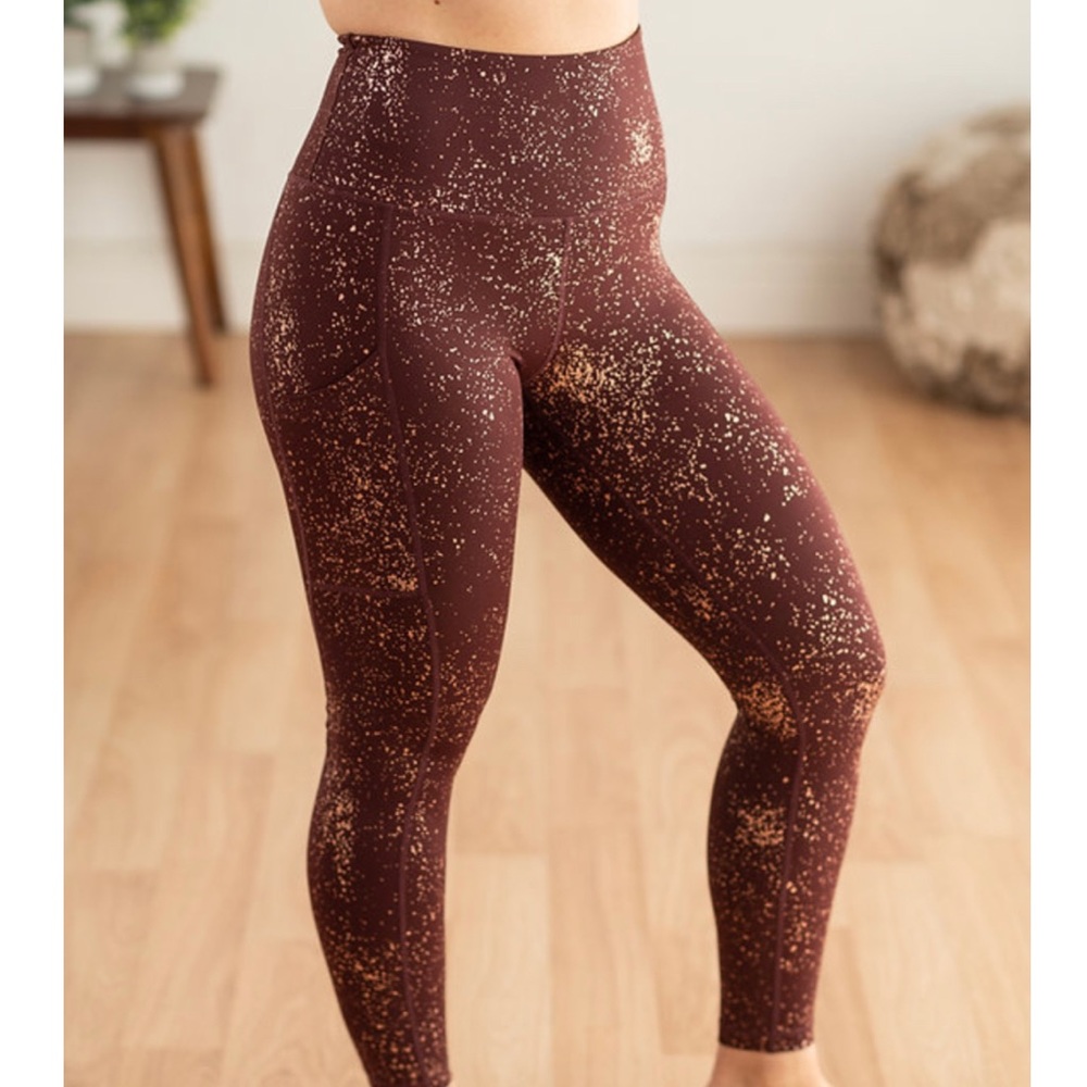 Rustic with gold confetti leggings by Loveher